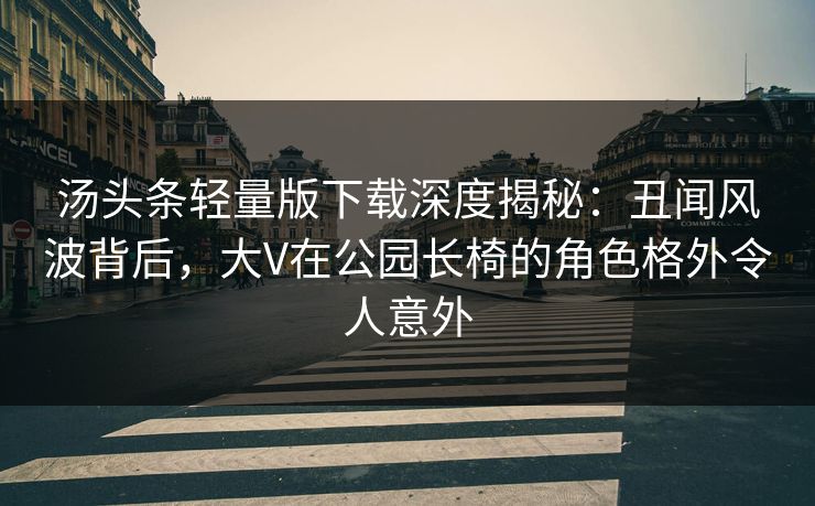 汤头条轻量版下载深度揭秘：丑闻风波背后，大V在公园长椅的角色格外令人意外