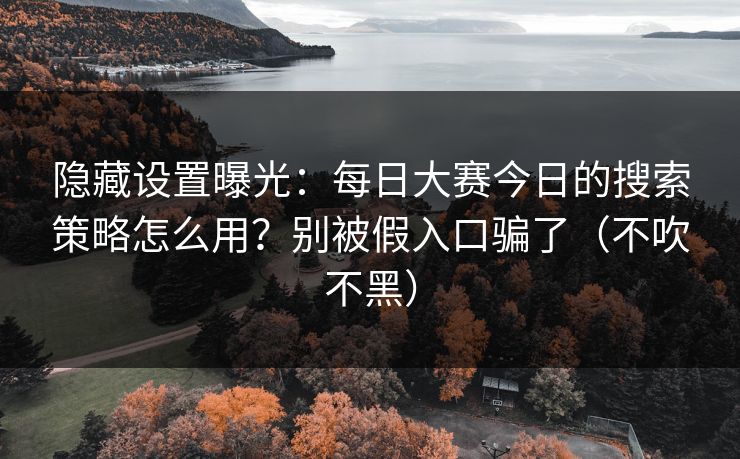 隐藏设置曝光：每日大赛今日的搜索策略怎么用？别被假入口骗了（不吹不黑）